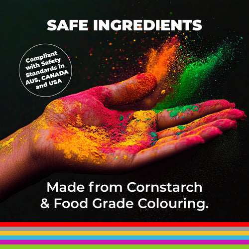 Holi Colour Powder 25 x 500g Bottles Bulk Box - Rainbow Mix